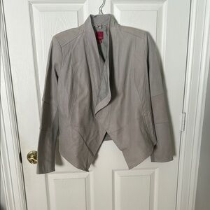 G.I.L.I. Gray leather Blazer Asymmetrical size 4